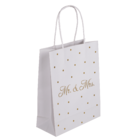 White colored Gift bag, Mr & Mrs, with golden