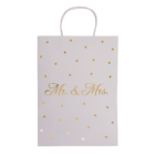 White colored Gift bag, Mr & Mrs, with golden