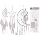 White coloured fabric Dreamcatcher, Moon and Star,