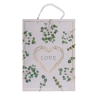 White/green colored paper gift bag, Love,