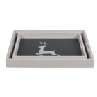 White/grey colored wooden tray, deer,
