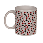 White mug, with little hearts,