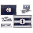 White wooden tray with anchor, Tradtional