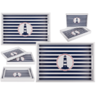 White wooden tray with lighthouse, Tradtional