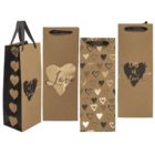 Wine bottle craft paper bag, hearts,