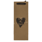 Wine bottle craft paper bag, hearts,