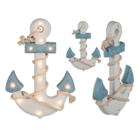 Wooden anchor with rope & 12 warm white LED,