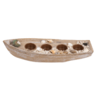 Wooden boat for 4 tealights, mussels