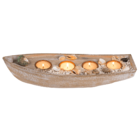 Wooden boat for 4 tealights, mussels