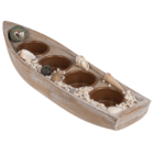 Wooden boat for 4 tealights, with mussels