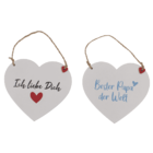 Wooden hearts with wordings, for hanging,