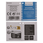 Wooden lighthouse with 8 warm white LED,