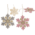 Wooden snowflake with glitter,