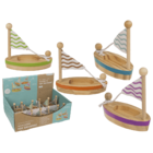 Wooden Toy Sailboat, 11,5 x 5,5 cm