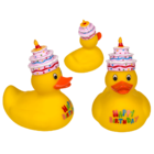 Yellow squeaking duck, Happy Birthday,